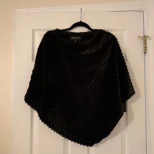Black faux fur poncho